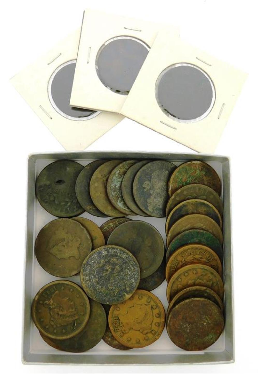 COINS: LOT OF 30 US LARGE CENTS,