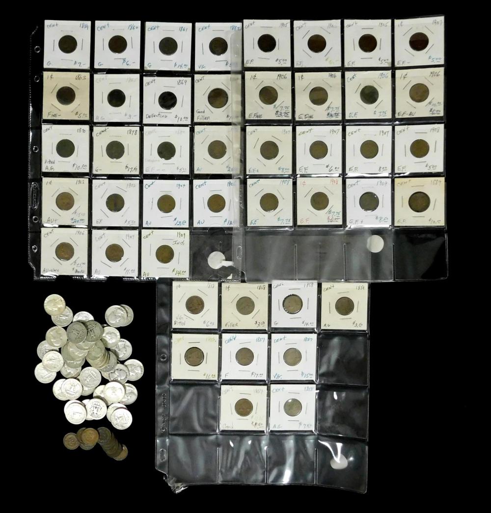 COINS: LOT OF 55 US CENTS. INCLUDES