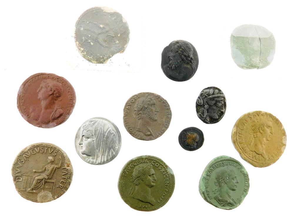 COINS: LOT OF 8 PLASTER CASTS OF