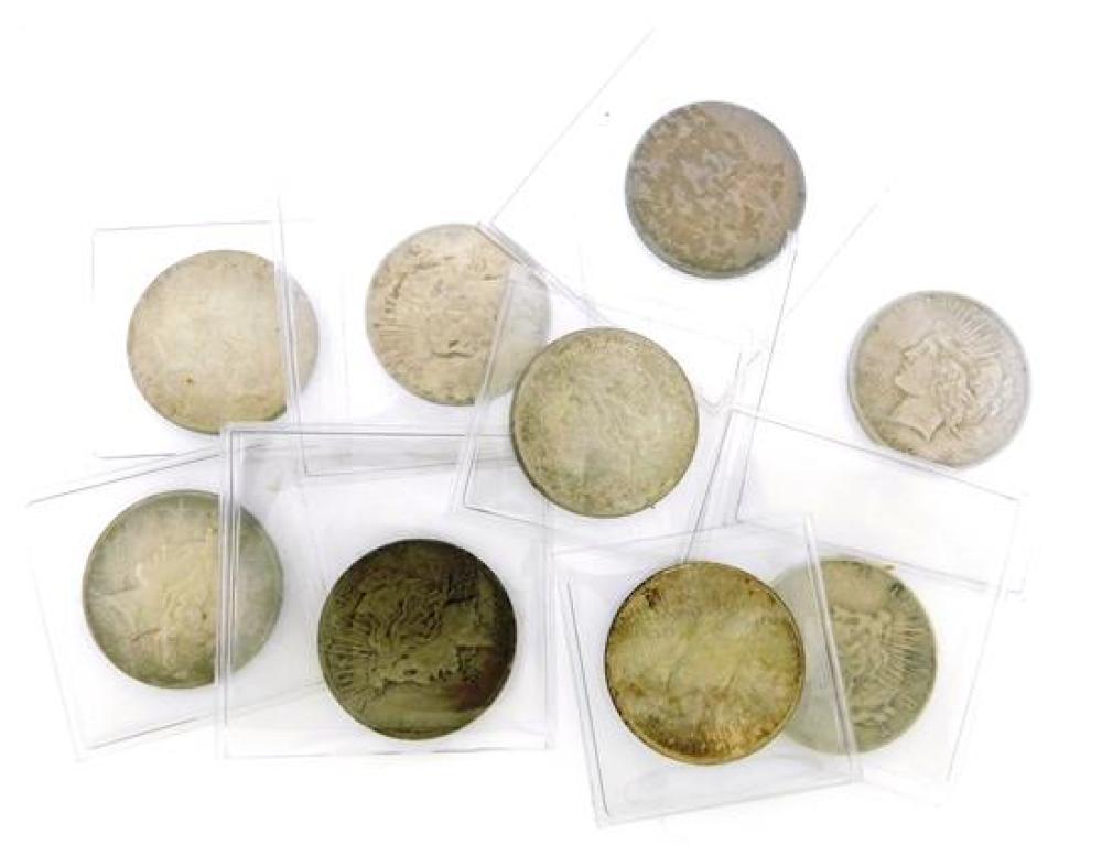 COINS: LOT OF 9 COMMON DATE PEACE