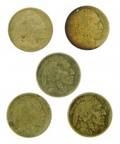 COINS: LOT OF FIVE BUFFALO NIC