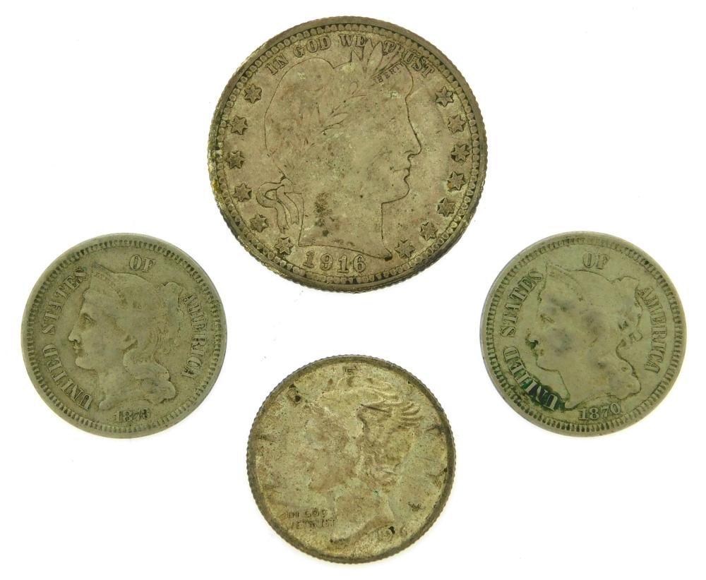COINS: LOT OF FOUR US TYPE COINS,