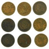COINS: LOT OF NINE BRAIDED HAI