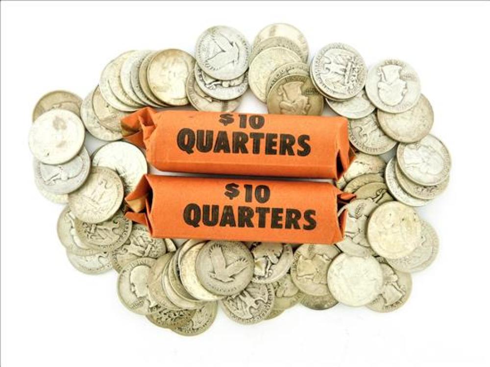 †COINS: LOT OF SILVER 25C. MIXED