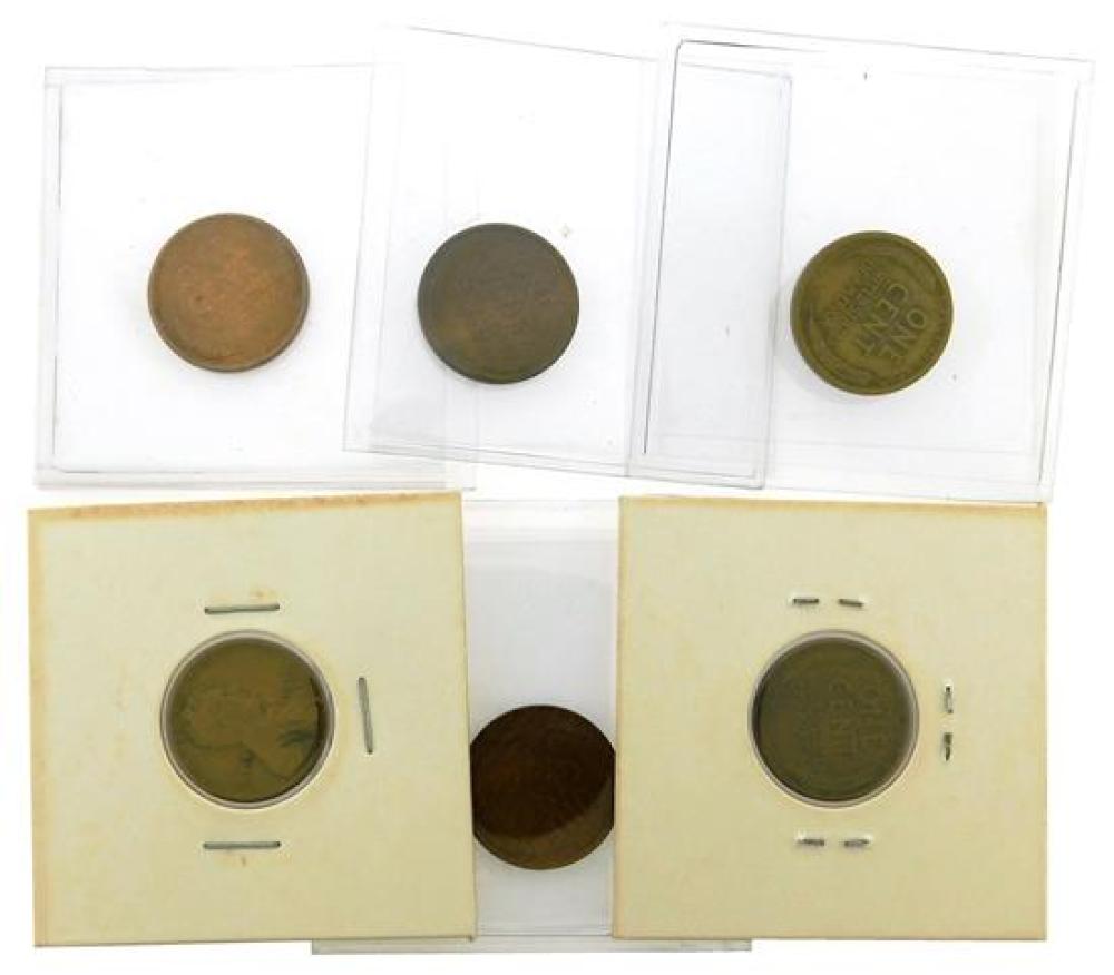 COINS: LOT OF SIX LINCOLN CENTS.