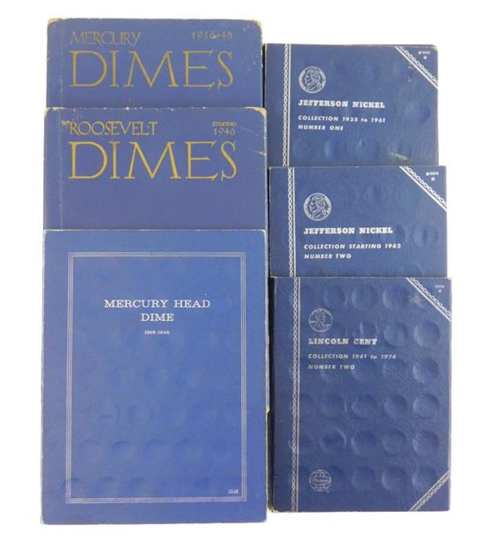 COINS: LOT OF SIX US COIN ALBUMS,