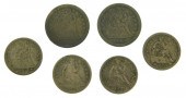 COINS: LOT OF SIX US SEATED TY