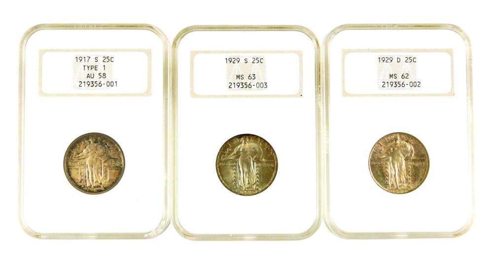 COINS: LOT OF THREE STANDING