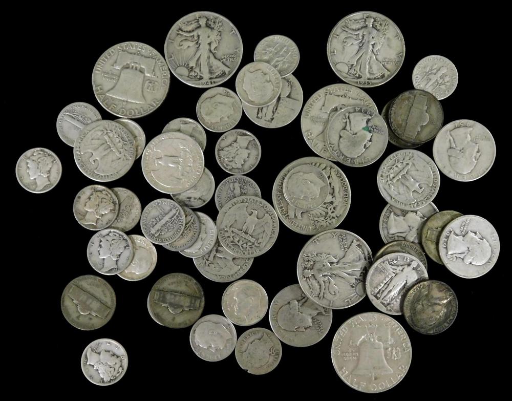 COINS: LOT OF US SILVER COINS.