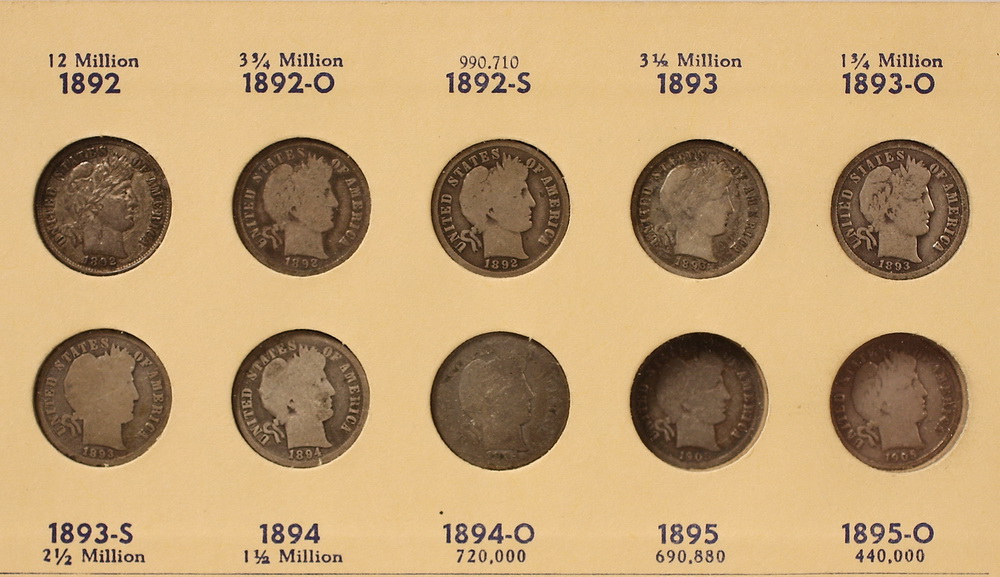 COINS - Set of Barber Dimes AVG