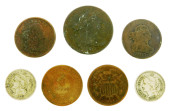 COINS: SEVEN US TYPE COINS, IN