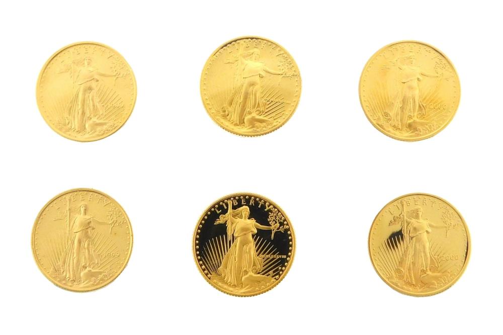COINS: SIX U.S MINT GOLD EAGLE