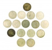 †COINS: SIXTEEN MORGAN AND PEA
