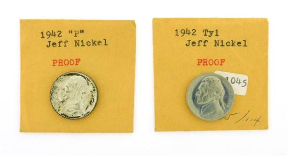 †COINS: TWO 1942 PROOF JEFFERSON