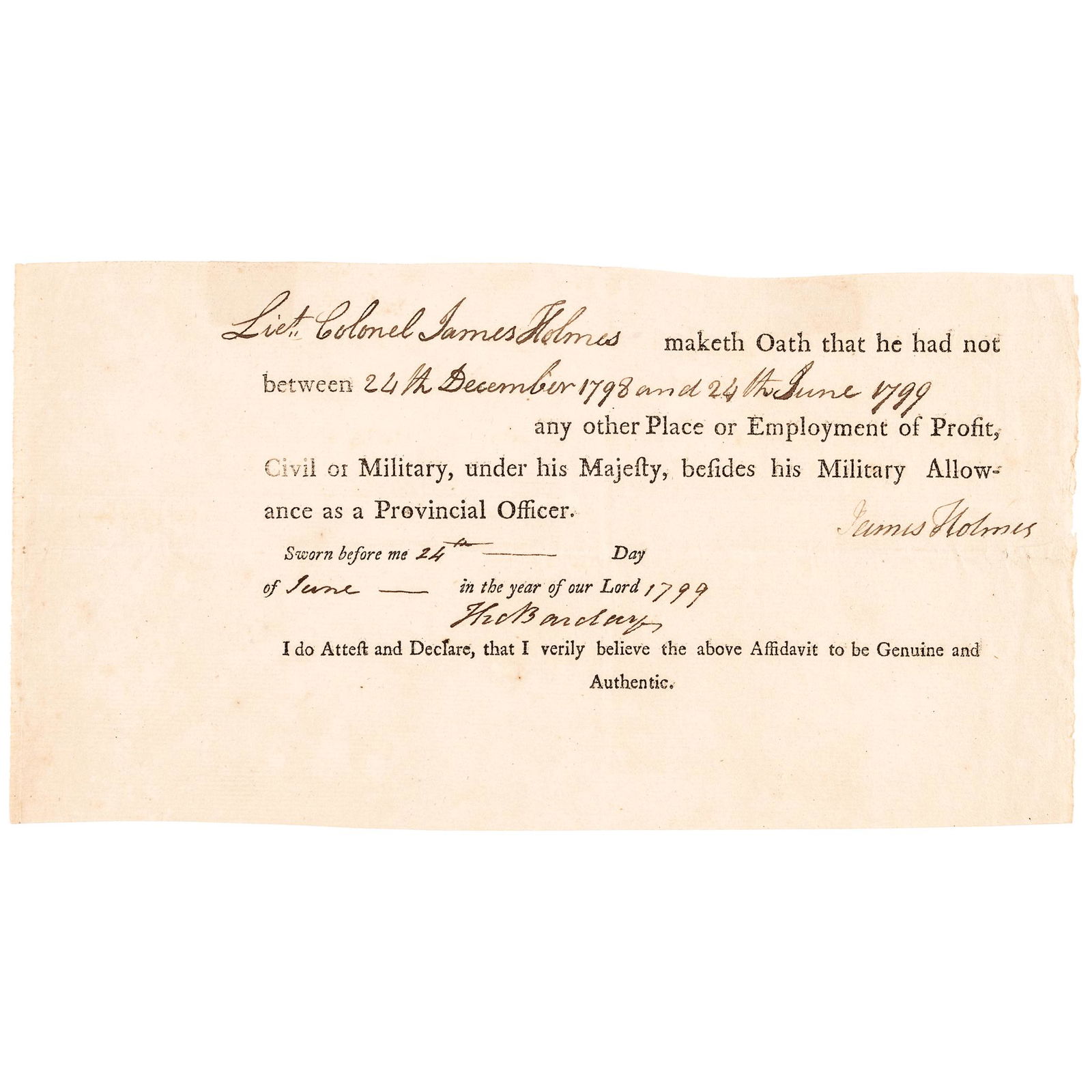 COL. JAMES HOLMES 4TH NY. LOYALTY