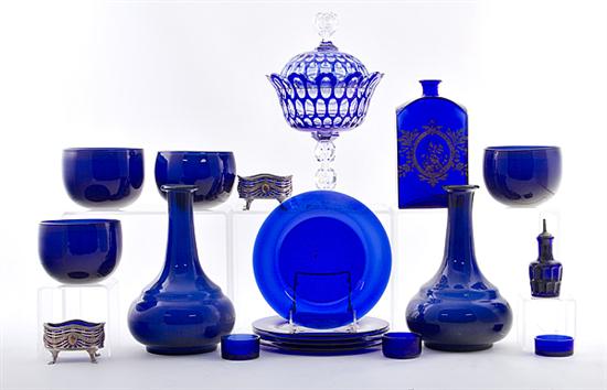 Colbalt glass table articles