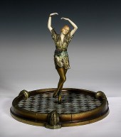 Cold Painted Bronze and Carved