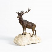 COLD PAINTED BRONZE DEER OR EL