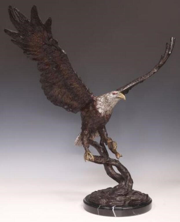 COLD-PAINTED BRONZE SCULPTURE EAGLE