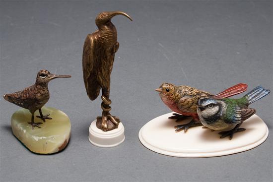 Cold-painted bronze songbird group,