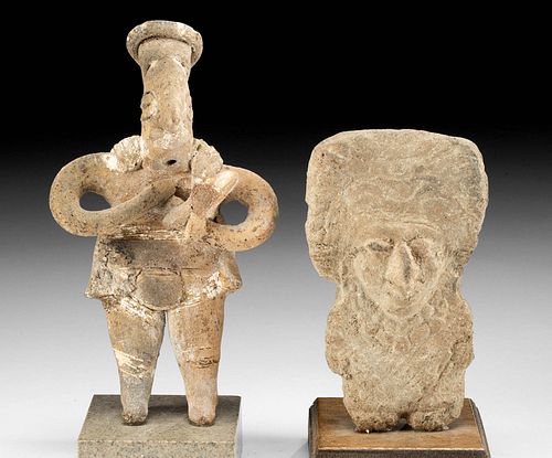 COLIMA POTTERY FIGURE W/ DOG & MAYA