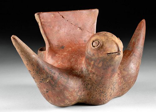 COLIMA REDWARE POTTERY BIRD VESSEL,