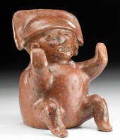 COLIMA REDWARE SEATED FIGURAL