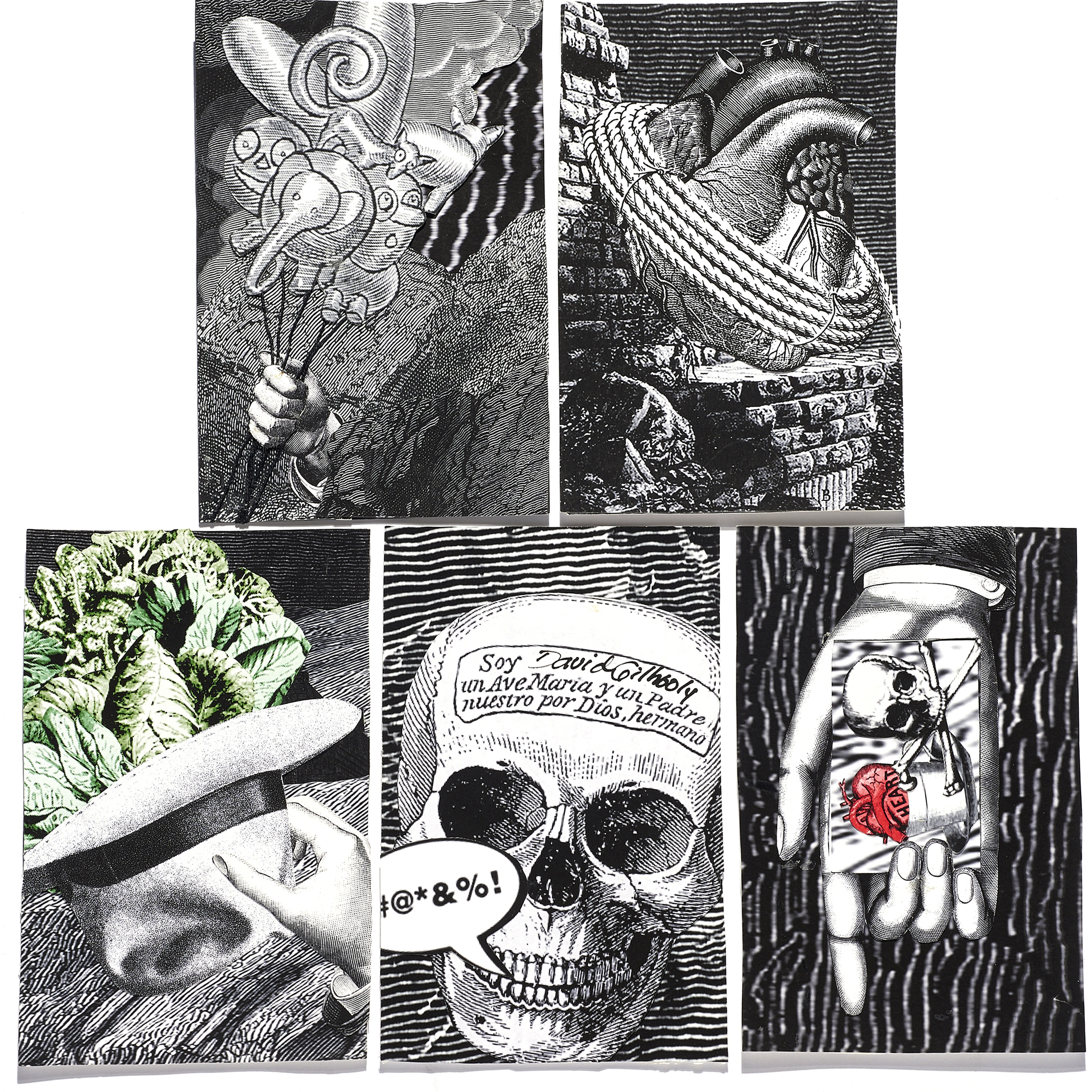COLLAGES, DAVID GILHOOLY (lot of 5)