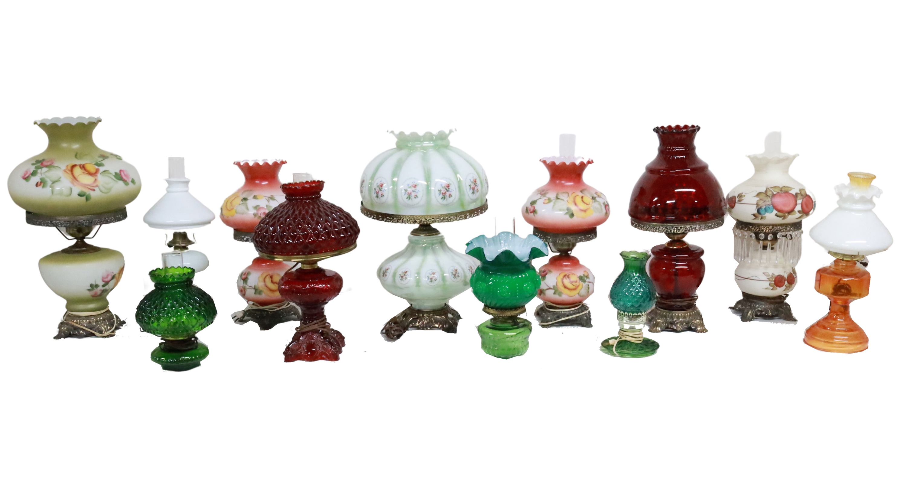 COLLECTION OF 12 AMERICAN OIL LAMPS
