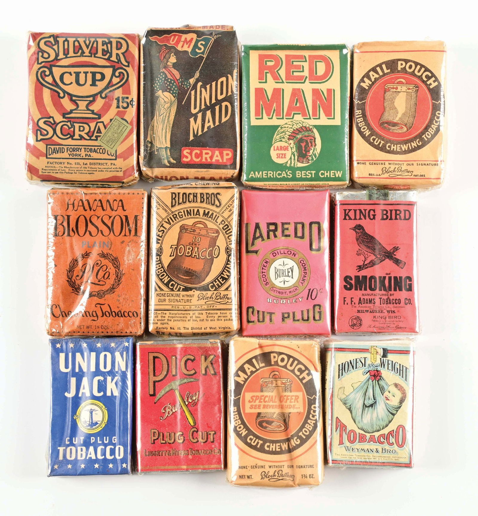 COLLECTION OF 12: TOBACCO POUCHES