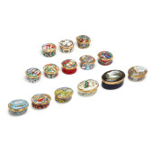 COLLECTION OF (14) ENAMEL PILL