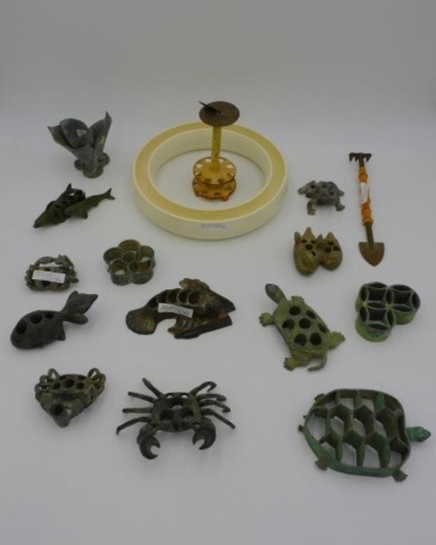 COLLECTION OF (14) FLOWER FROGS. TO