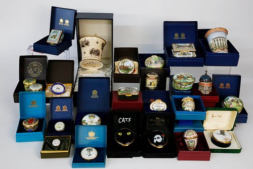 COLLECTION OF 23 COVERED ENAMEL