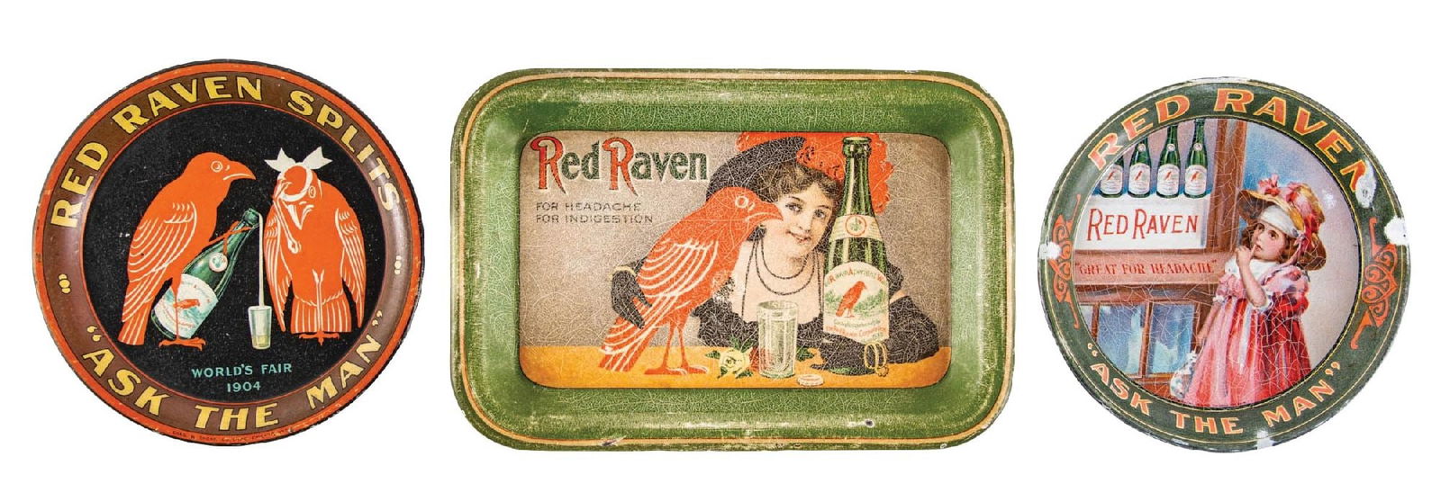 COLLECTION OF 3 RED RAVEN TIP