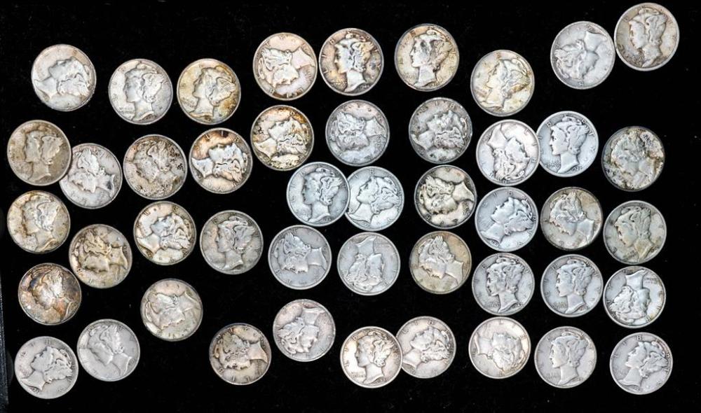 COLLECTION OF 46 MERCURY SILVER