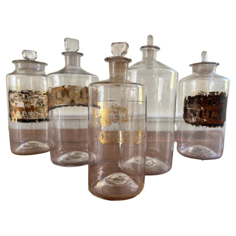 COLLECTION OF 5 APOTHECARY BOTTLES,
