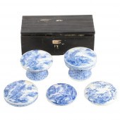 COLLECTION OF 5 BLUE AND WHITE