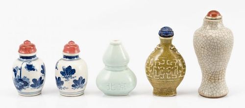 COLLECTION OF 5 CERAMIC SNUFF