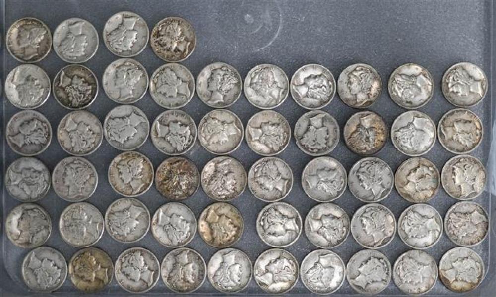 COLLECTION OF 54 MERCURY SILVER