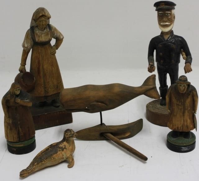COLLECTION OF 6 FOLK CARVED