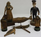 COLLECTION OF 6 FOLK CARVED WO