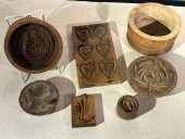 COLLECTION OF 7 WOOD BUTTER MO