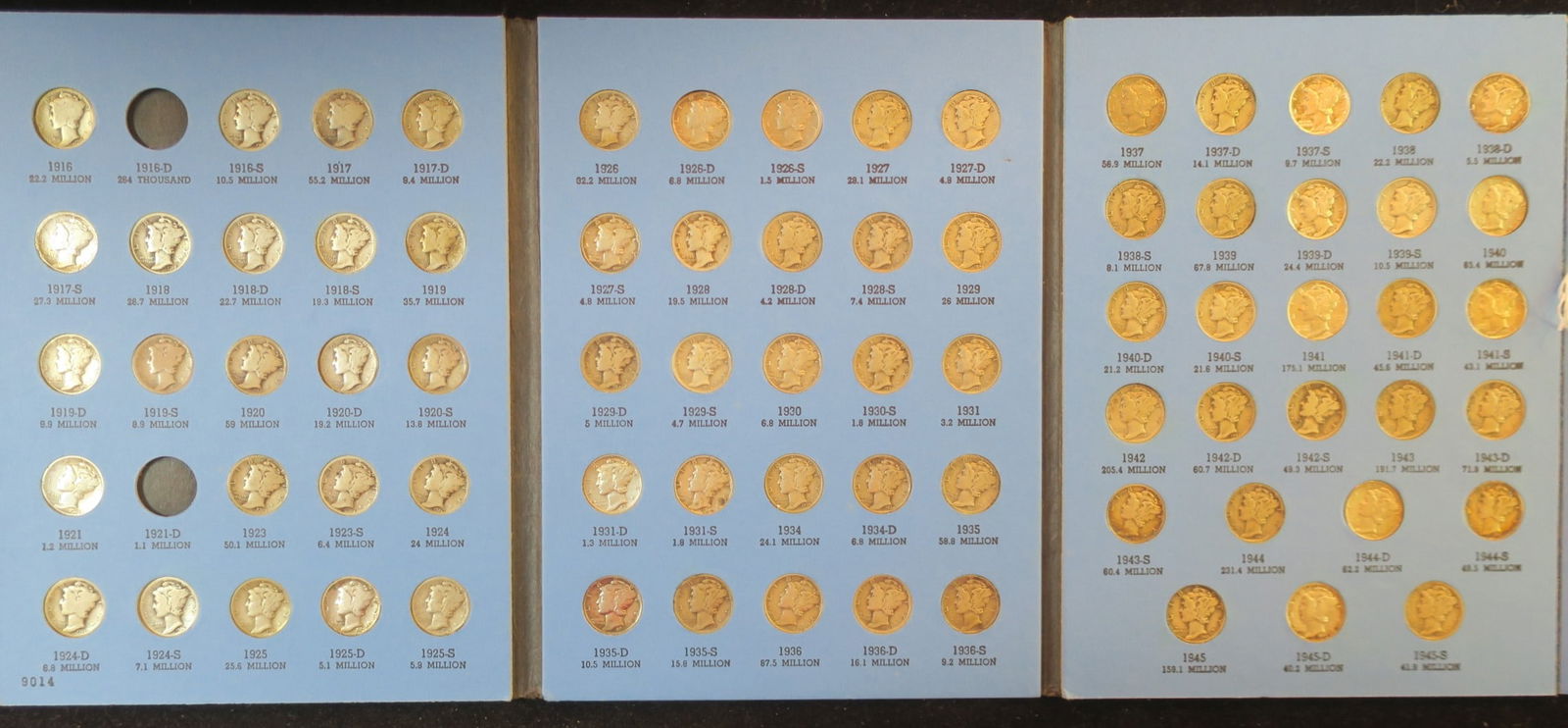 COLLECTION OF 75 MERCURY DIMES IN