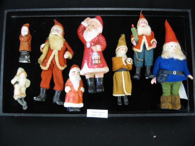 Collection of 8 Antique Santa