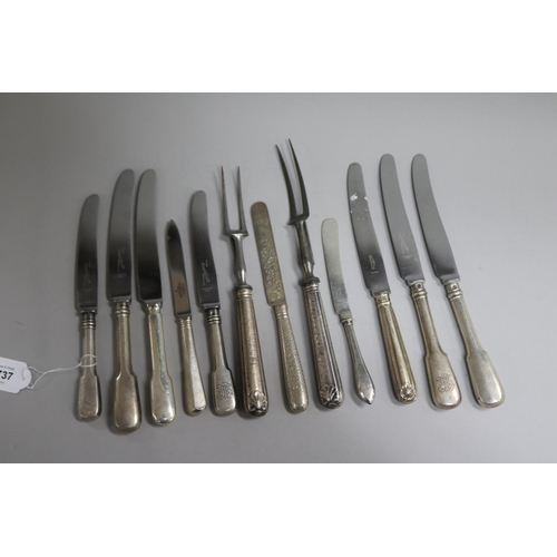 Collection of antique silver knives