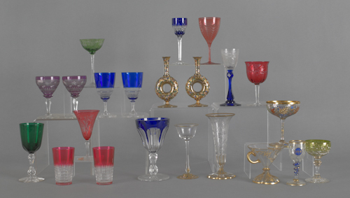 Collection of art glass stemware to