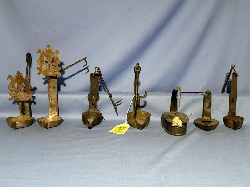 COLLECTION OF BETTY LAMPS (7),