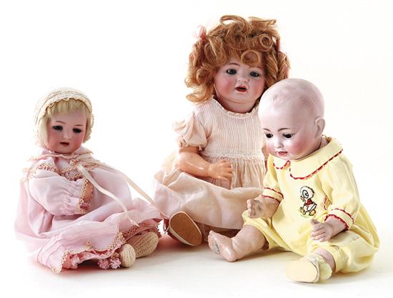 Collection of bisque-head dolls