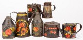 COLLECTION OF BLACK TOLEWARE,
