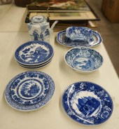 COLLECTION OF BLUE AND WHITE T